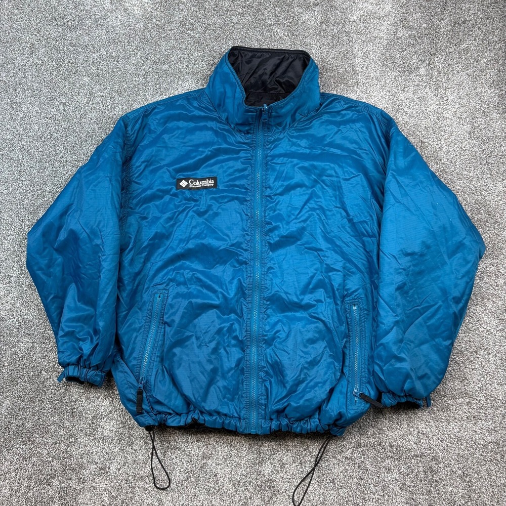 Vintage Columbia Jacket Women's Large Blue Black Reversible Thinsulate Bomber